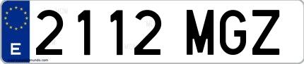 Ejemplo de matrícula española 2112 MGZ