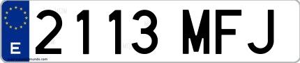 Ejemplo de matrícula española 2113 MFJ