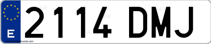 Ejemplo de matrícula de coche ordinaria 2114 DMJ