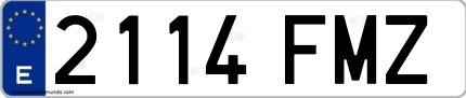 Ejemplo de matrícula española 2114 FMZ