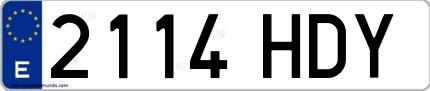 Ejemplo de matrícula española 2114 HDY