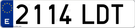 Ejemplo de matrícula de coche ordinaria 2114 LDT