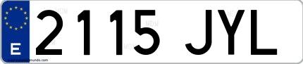 Ejemplo de matrícula española 2115 JYL