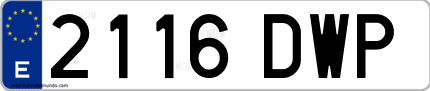 Ejemplo de matrícula de coche ordinaria 2116 DWP