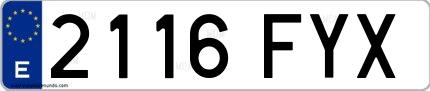 Ejemplo de matrícula española 2116 FYX