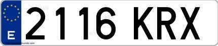 Ejemplo de matrícula española 2116 KRX