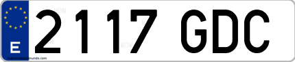 Ejemplo de matrícula de coche ordinaria 2117 GDC