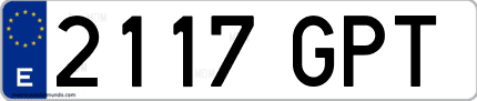 Ejemplo de matrícula de coche ordinaria 2117 GPT
