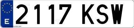 Ejemplo de matrícula española 2117 KSW