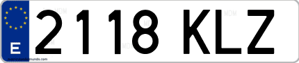 Ejemplo de matrícula de coche ordinaria 2118 KLZ