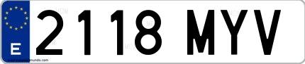 Ejemplo de matrícula española 2118 MYV