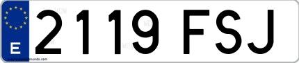 Ejemplo de matrícula española 2119 FSJ