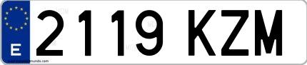 Ejemplo de matrícula española 2119 KZM