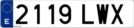Ejemplo de matrícula española 2119 LWX