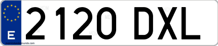 Ejemplo de matrícula de coche ordinaria 2120 DXL