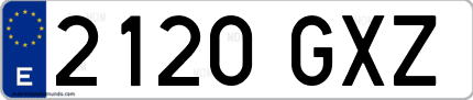Ejemplo de matrícula de coche ordinaria 2120 GXZ