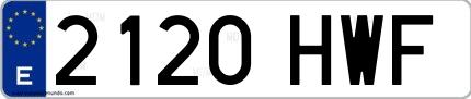 Ejemplo de matrícula española 2120 HWF
