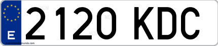 Ejemplo de matrícula de coche ordinaria 2120 KDC