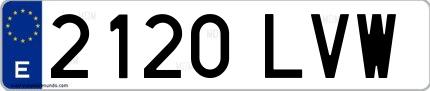 Ejemplo de matrícula española 2120 LVW