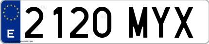 Ejemplo de matrícula española 2120 MYX