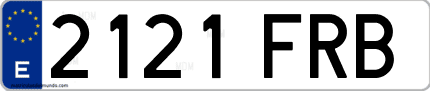 Ejemplo de matrícula de coche ordinaria 2121 FRB