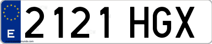 Ejemplo de matrícula de coche ordinaria 2121 HGX