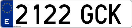 Ejemplo de matrícula de coche ordinaria 2122 GCK