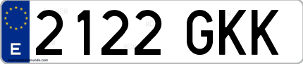 Ejemplo de matrícula de coche ordinaria 2122 GKK