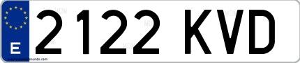 Ejemplo de matrícula española 2122 KVD