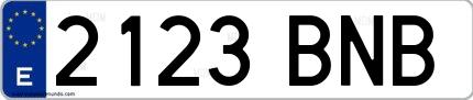 Ejemplo de matrícula española 2123 BNB