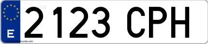 Ejemplo de matrícula española 2123 CPH