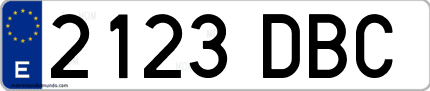 Ejemplo de matrícula de coche ordinaria 2123 DBC
