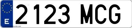 Ejemplo de matrícula española 2123 MCG