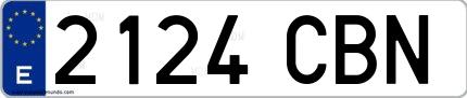 Ejemplo de matrícula española 2124 CBN