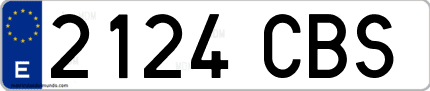 Ejemplo de matrícula de coche ordinaria 2124 CBS