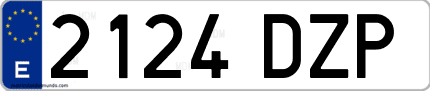 Ejemplo de matrícula de coche ordinaria 2124 DZP