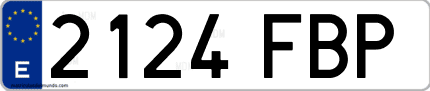 Ejemplo de matrícula de coche ordinaria 2124 FBP