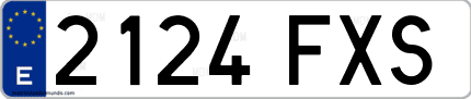 Ejemplo de matrícula de coche ordinaria 2124 FXS