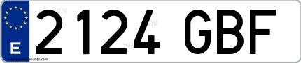 Ejemplo de matrícula española 2124 GBF