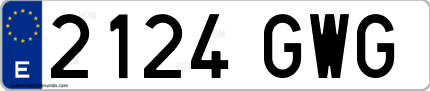 Ejemplo de matrícula de coche ordinaria 2124 GWG