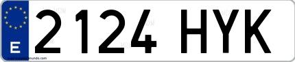 Ejemplo de matrícula española 2124 HYK