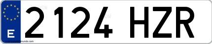 Ejemplo de matrícula española 2124 HZR