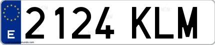 Ejemplo de matrícula española 2124 KLM