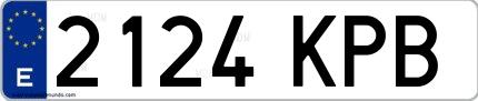 Ejemplo de matrícula española 2124 KPB
