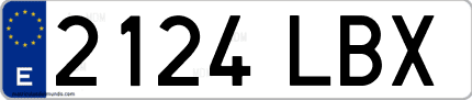 Ejemplo de matrícula de coche ordinaria 2124 LBX