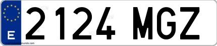 Ejemplo de matrícula española 2124 MGZ
