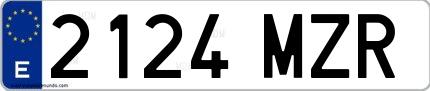 Ejemplo de matrícula española 2124 MZR