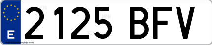 Ejemplo de matrícula de coche ordinaria 2125 BFV