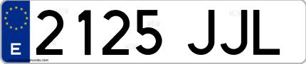 Ejemplo de matrícula de coche ordinaria 2125 JJL