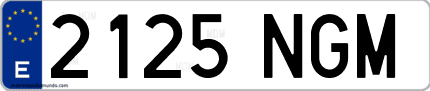 Ejemplo de matrícula de coche ordinaria 2125 NGM